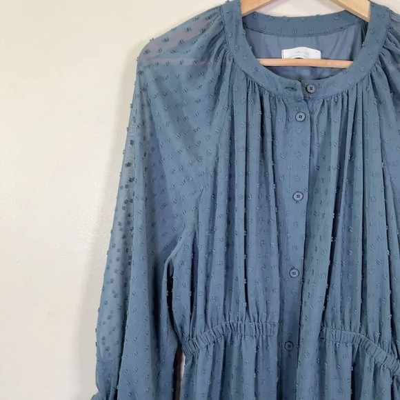 Oak + Fort Swissdot Midi Dark Turquoise Dress - Picture 7 of 15